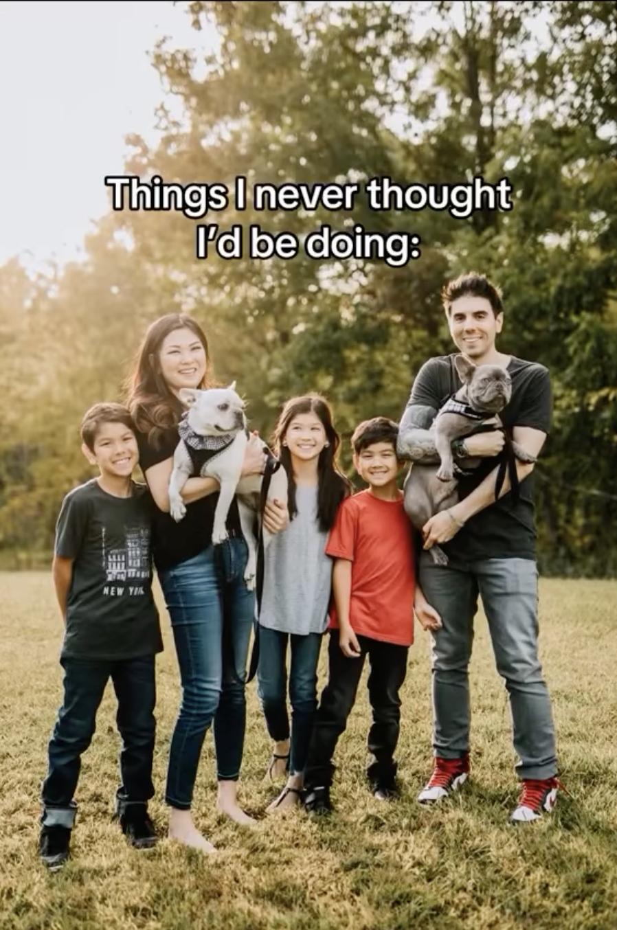 CJ and Ariana Infantino with their children and pets in a post dated January 26, 2025 | Source: Instagram/unvoicedco