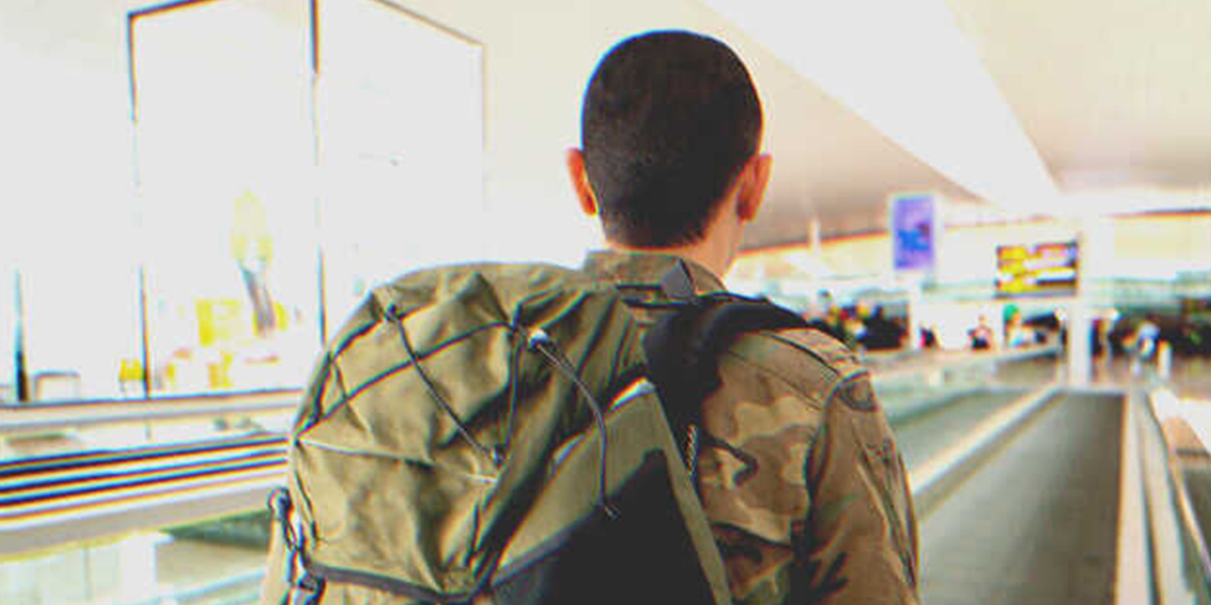 A soldier in an airport | Source: Getty Images