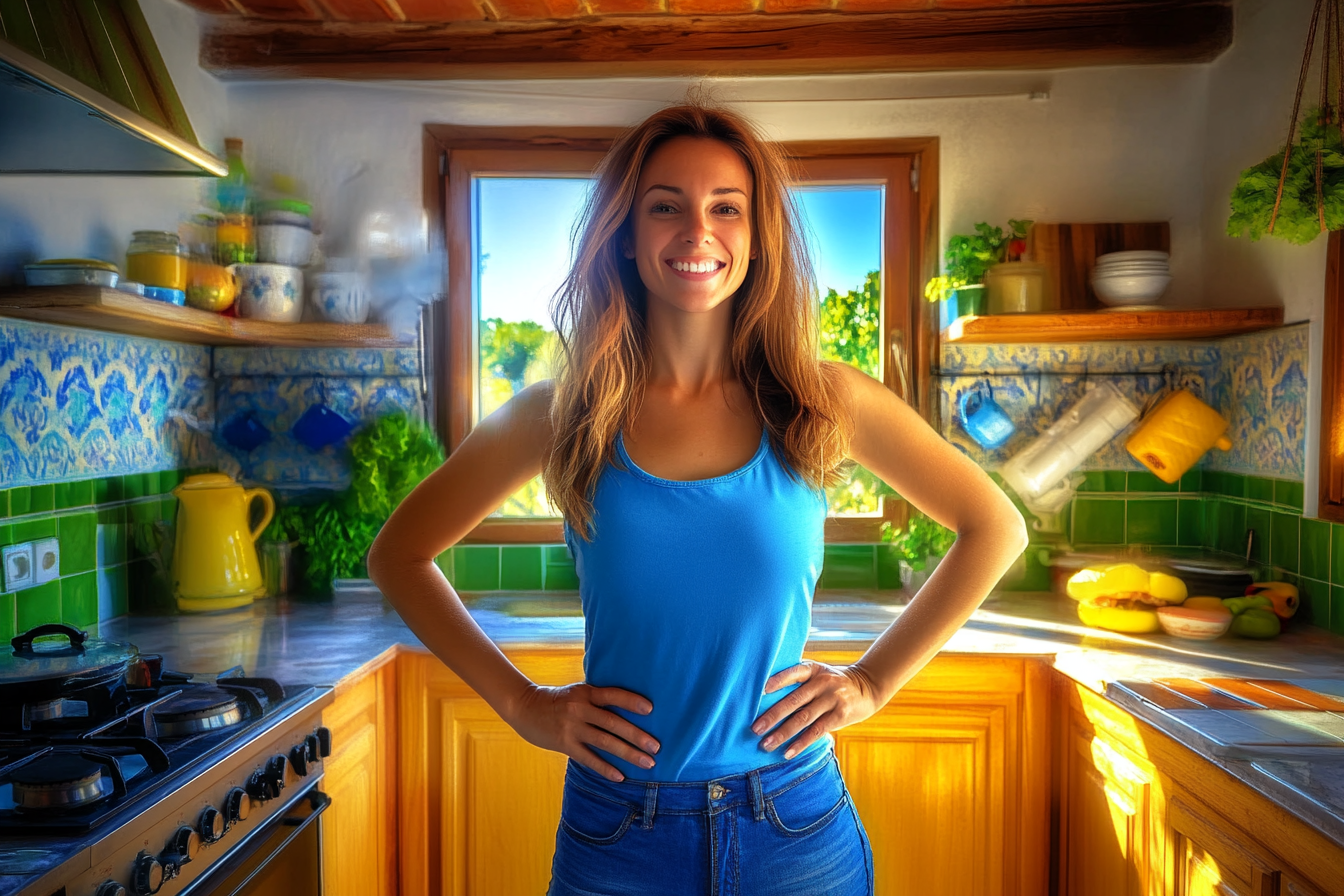 A woman standing in a kitchen | Source: Midjourney