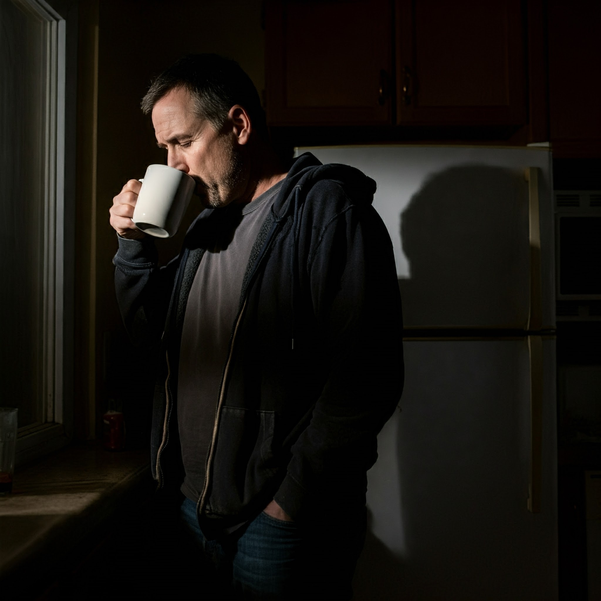 A man drinking from a cup in the kitchen | Source: Gemini