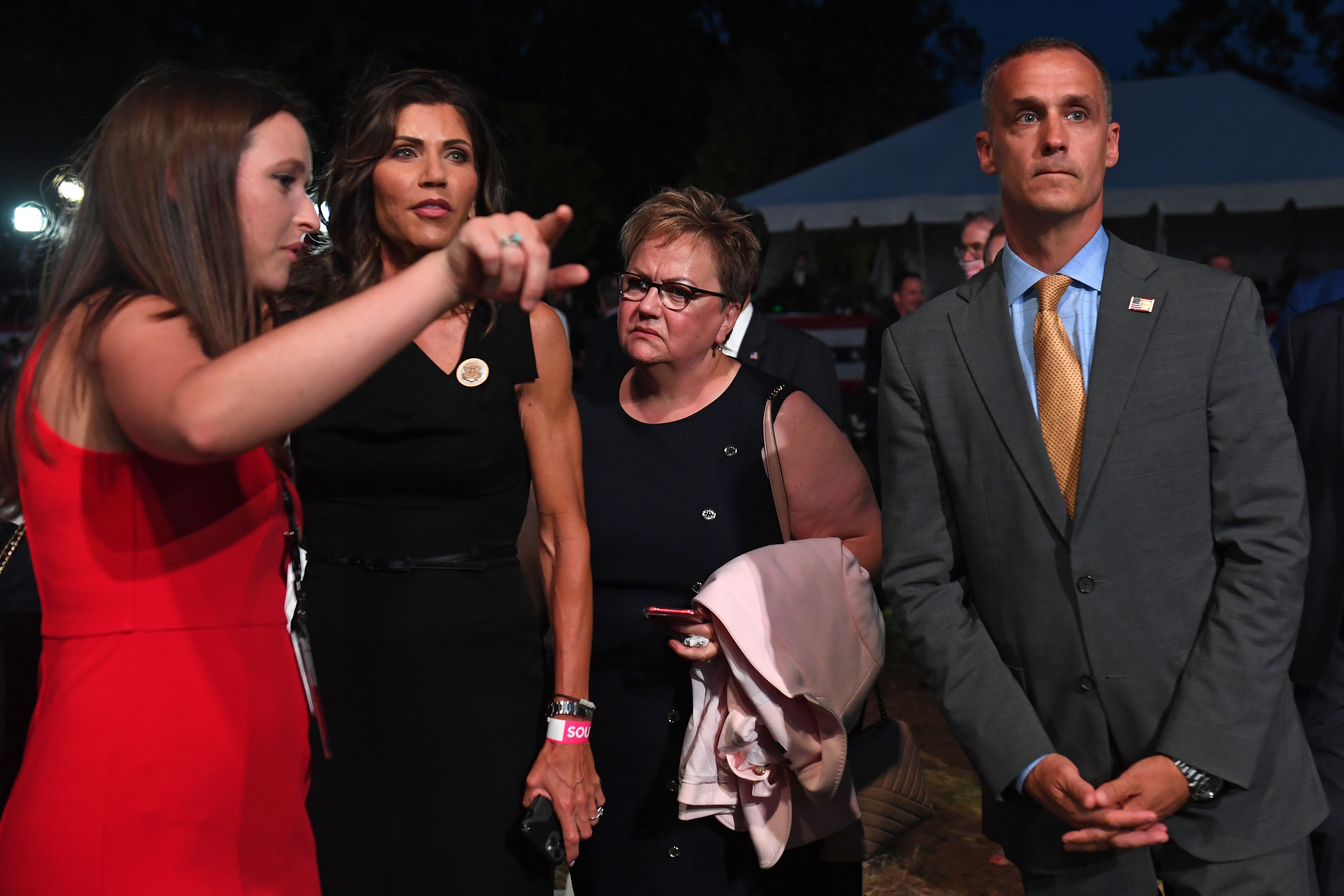 Kristi Noem and Corey Lewandowski at President Donald Trump’s nomination acceptance speech in Washington, D.C. on August 27, 2020. | Source: Getty Images