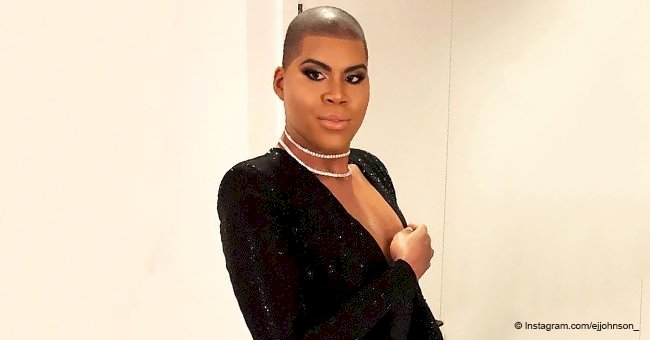 EJ Johnson steals the show in risqué black gown with high slit & leather booties at Golden Globes