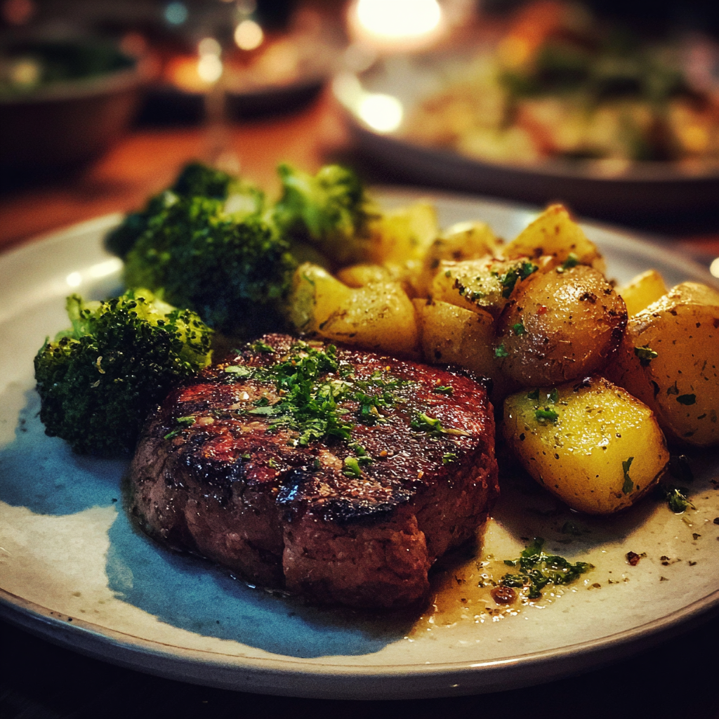 A plate of food on a table | Source: Midjourney