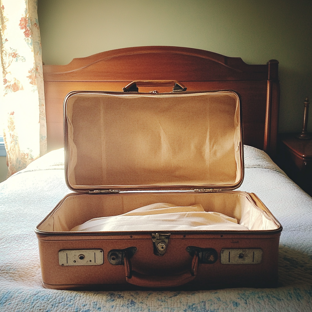 A suitcase on a bed | Source: Midjourney