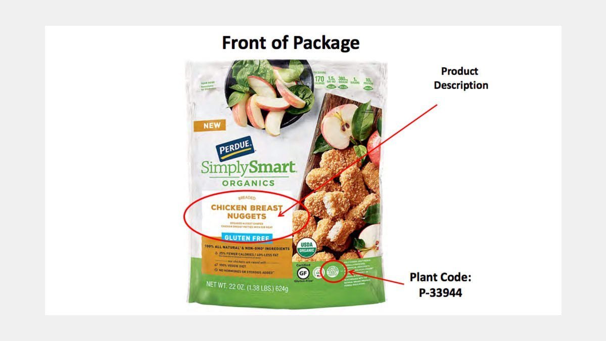 The recalled Perdue chicken nuggets |  Photo: FOOD SAFETY AND INSPECTION SERVICE/USDA