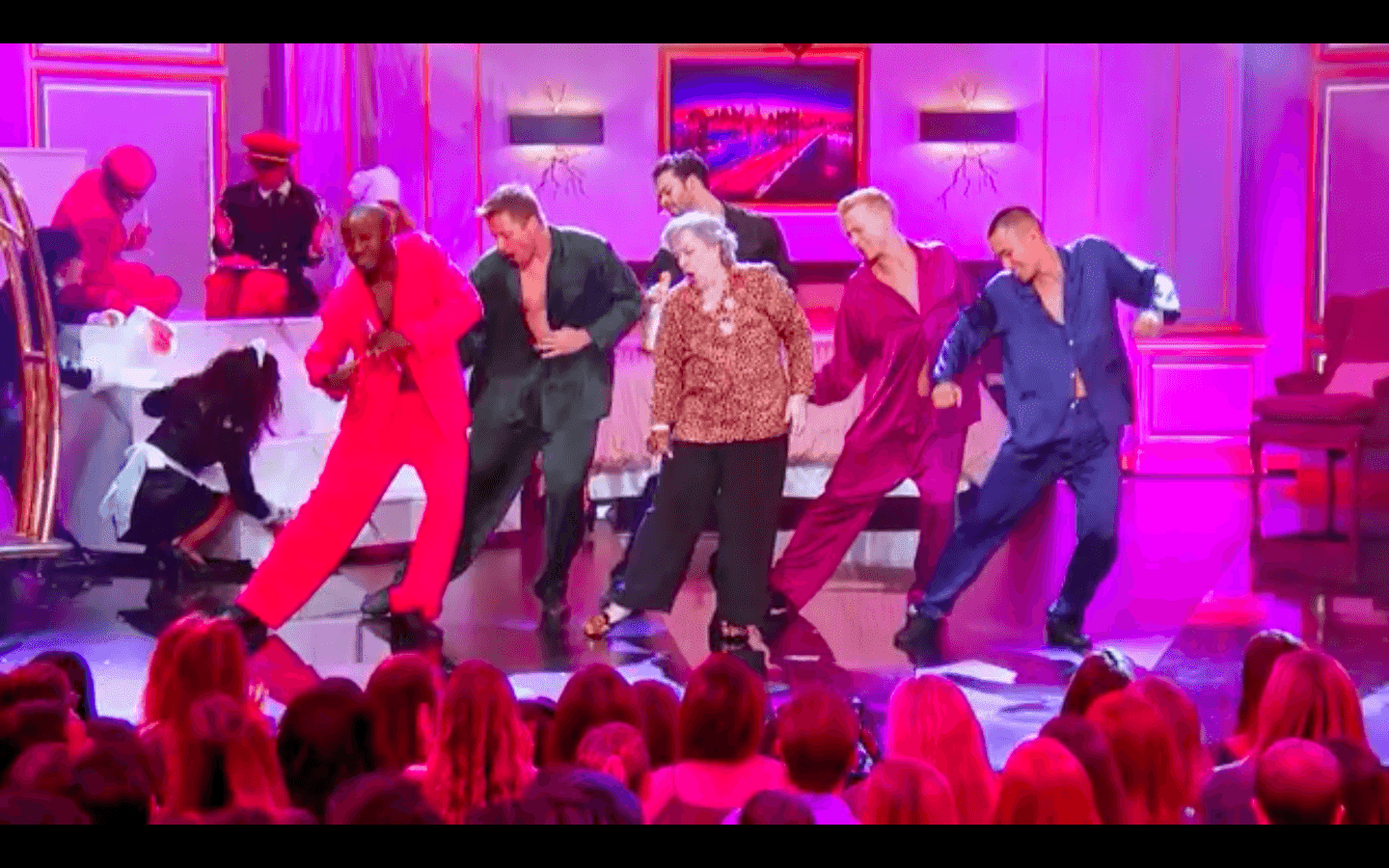 The 70-year-old Bates impresses with her dance moves. Image credit: Facebook/Lip Sync Battle.