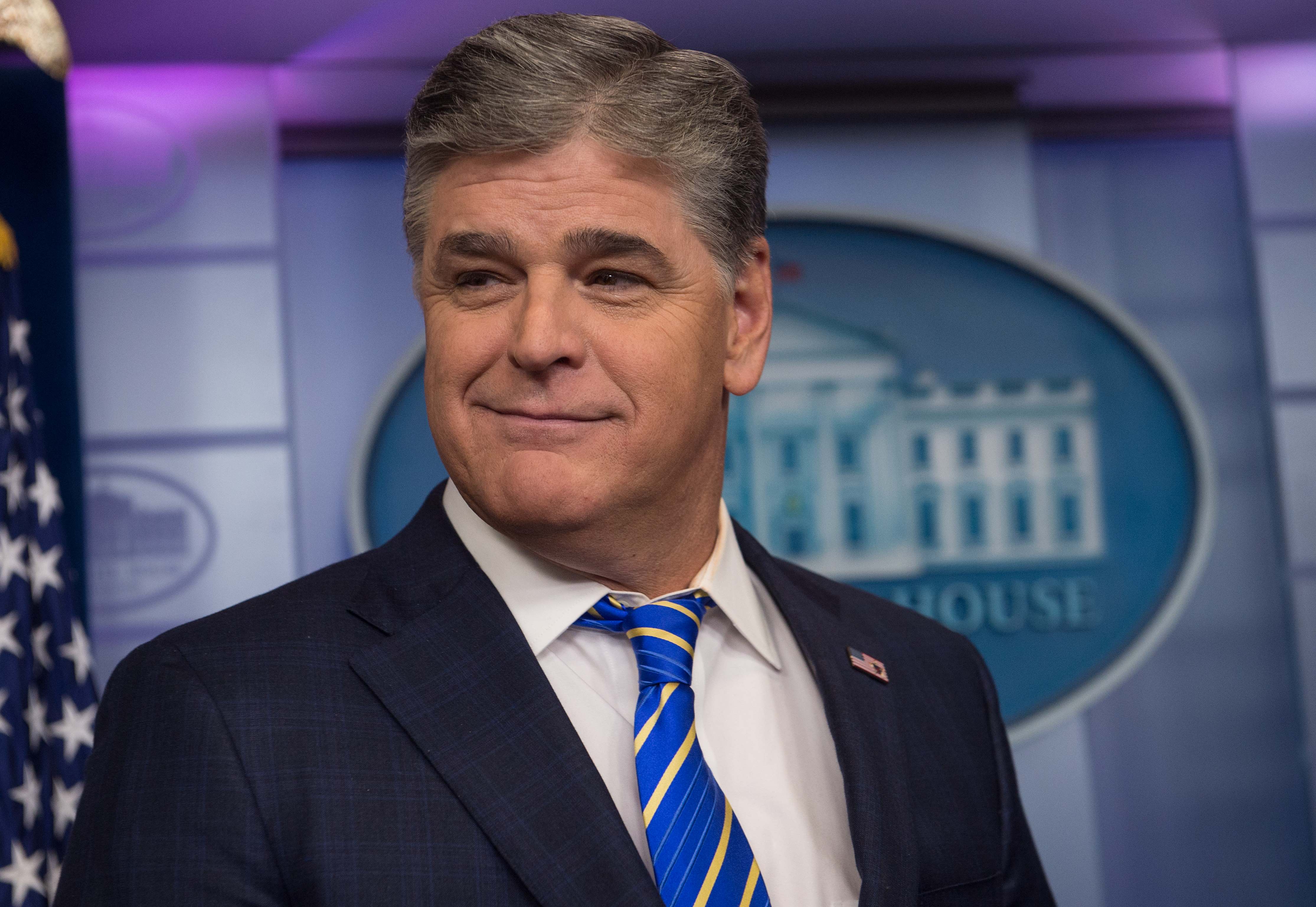 Sean Hannity inside the White House briefing room on January 24, 2017 | Source: Getty Images