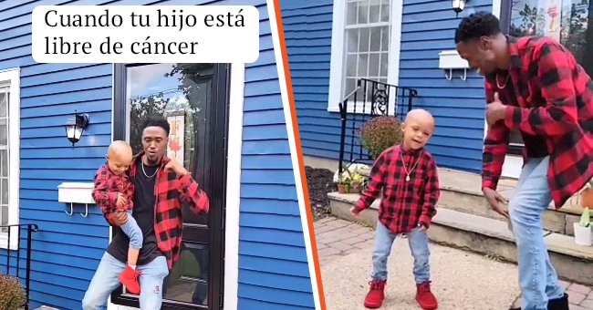 Kennith Allen Thomas bailando con su hijo, Kristian, para celebrar que el pequeño está libre de cáncer. | Foto: Instagram/kennyclutch_