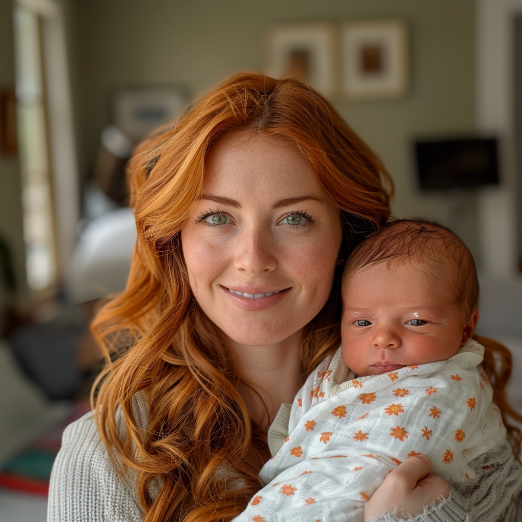 Margaret hold her baby for the first time | Source: Midjourney