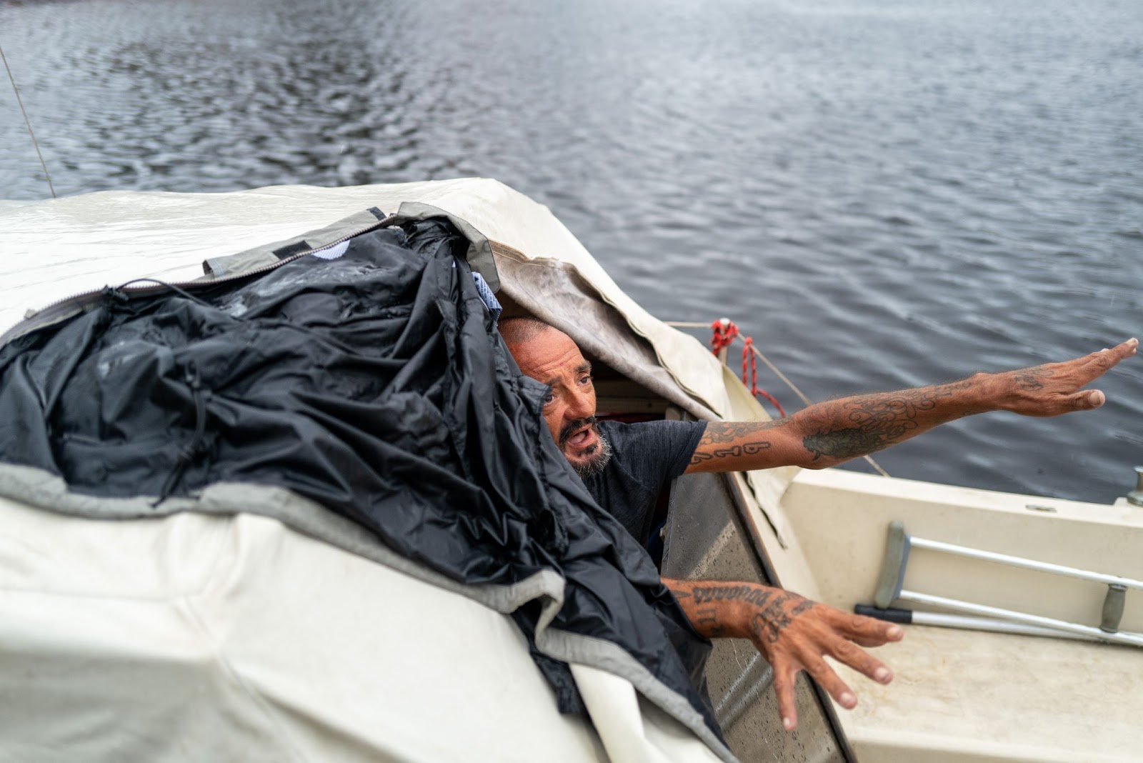 Lieutenant Dan photographed on his boat ahead of Hurricane Milton on October 9, 2024 in Tampa, Florida. | Source: Getty Images