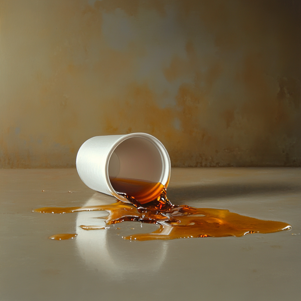 A spilled cup of coffee | Source: Midjourney