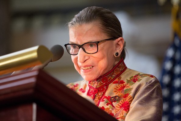 U.S. Supreme Court Justice Ruth Bader Ginsburg speaks at an annual Women's History Month reception hosted by Pelosi in the U.S. capitol building on Capitol Hill in Washington, D.C. | Source: Getty Images.