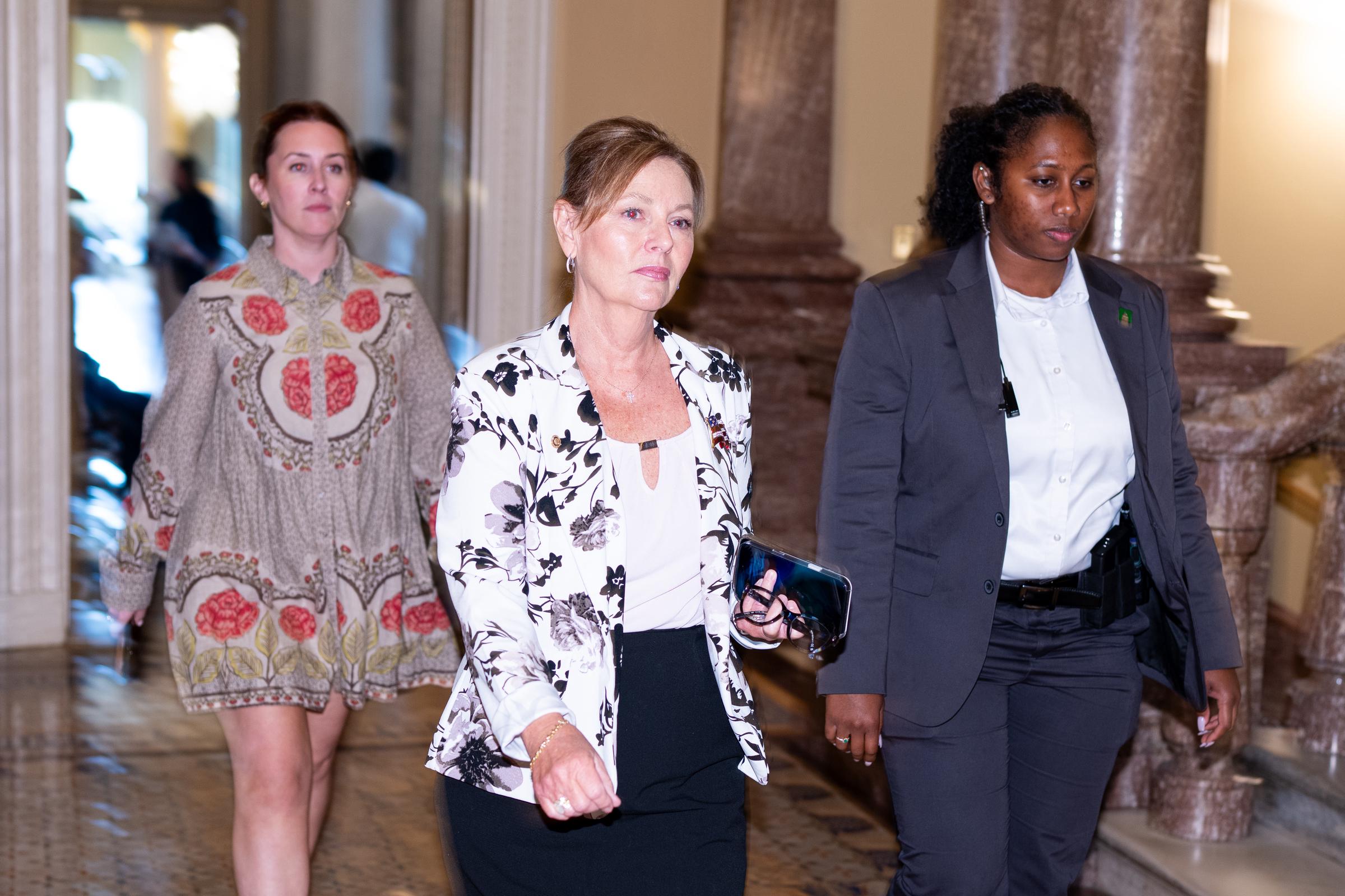 Walking the halls of Congress with quiet determination, Senator Darline Graham arrives for a Senate Republicans' lunch meeting at the U.S. Capitol on July 21, 2026, as she rapidly adapts to her high-profile role in Washington. | Source: Getty Images