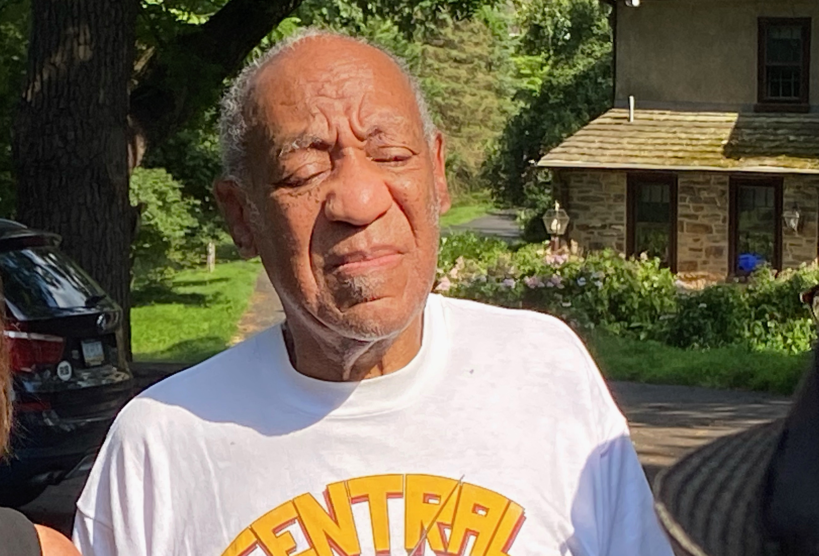 Bill Cosby speaks to reporters outside of his home on June 30, 2021 in Cheltenham, Pennsylvania. | Source: Getty Images