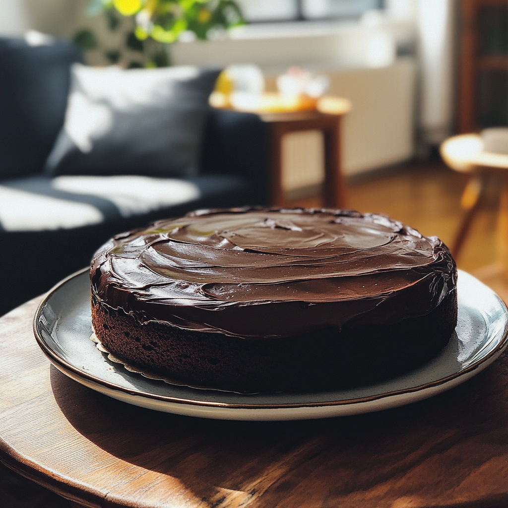 A chocolate cake on a table | Source: Midjourney