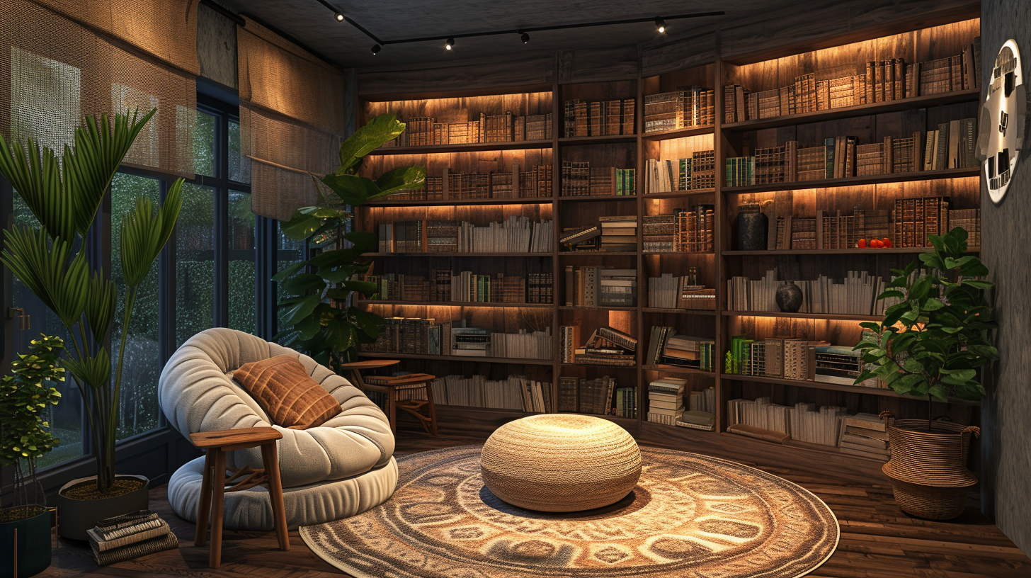 An imagined reading area | Source: Midjourney