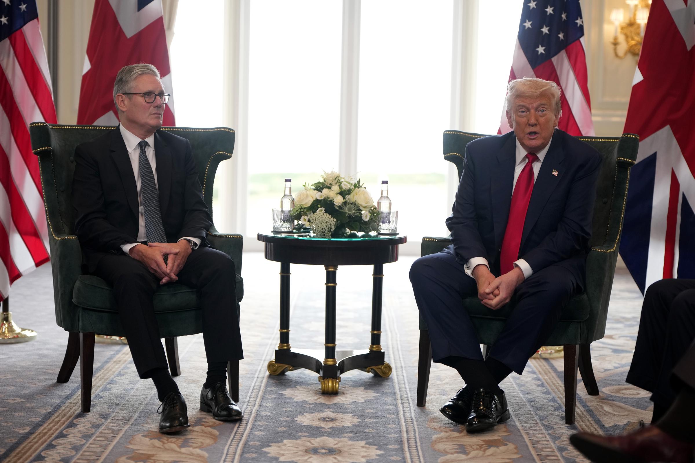 President Donald Trump meets with British Prime Minister Keir Starmer at Trump Turnberry golf club in Scotland on July 28, 2025 | Source: Getty Images