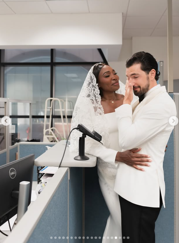Venus Williams shares a moment with an emotional Andrea Preti during their courthouse wedding | Source: Instagram/andreapreti88