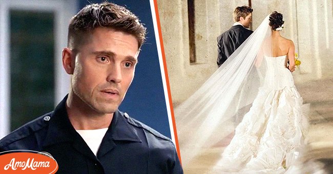  Eric Winter as Sergeant Tim Bradford on "The Rookie," 2021 [Left] Winter and Roselyn Sanchez pictured on their wedding day in 2021 [Right]Photo: Instagram/roselyn_sanchez & Instagram/therookieabc