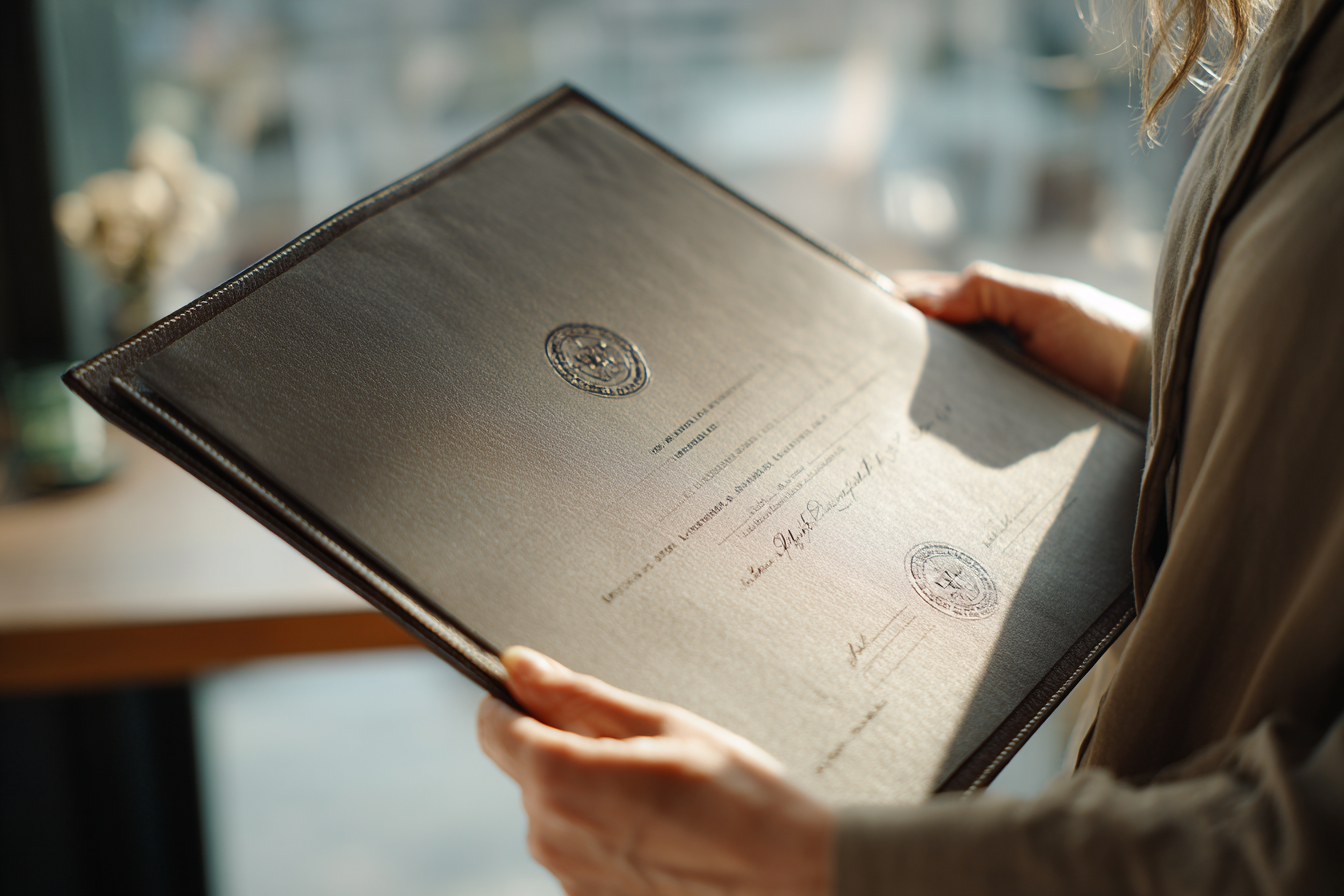 A woman holding a folder | Source: Midjourney