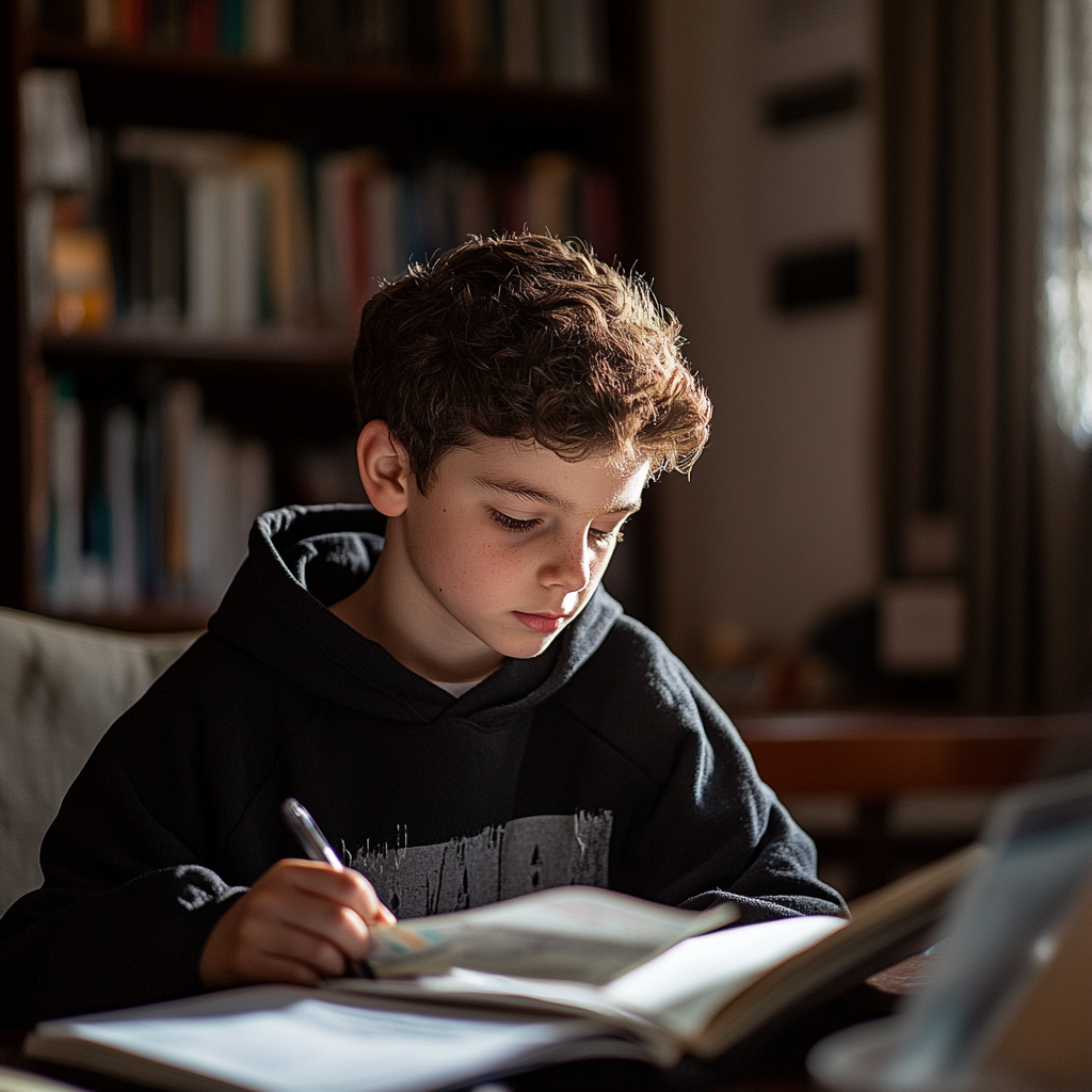 A young boy studying | Source: Midjourney