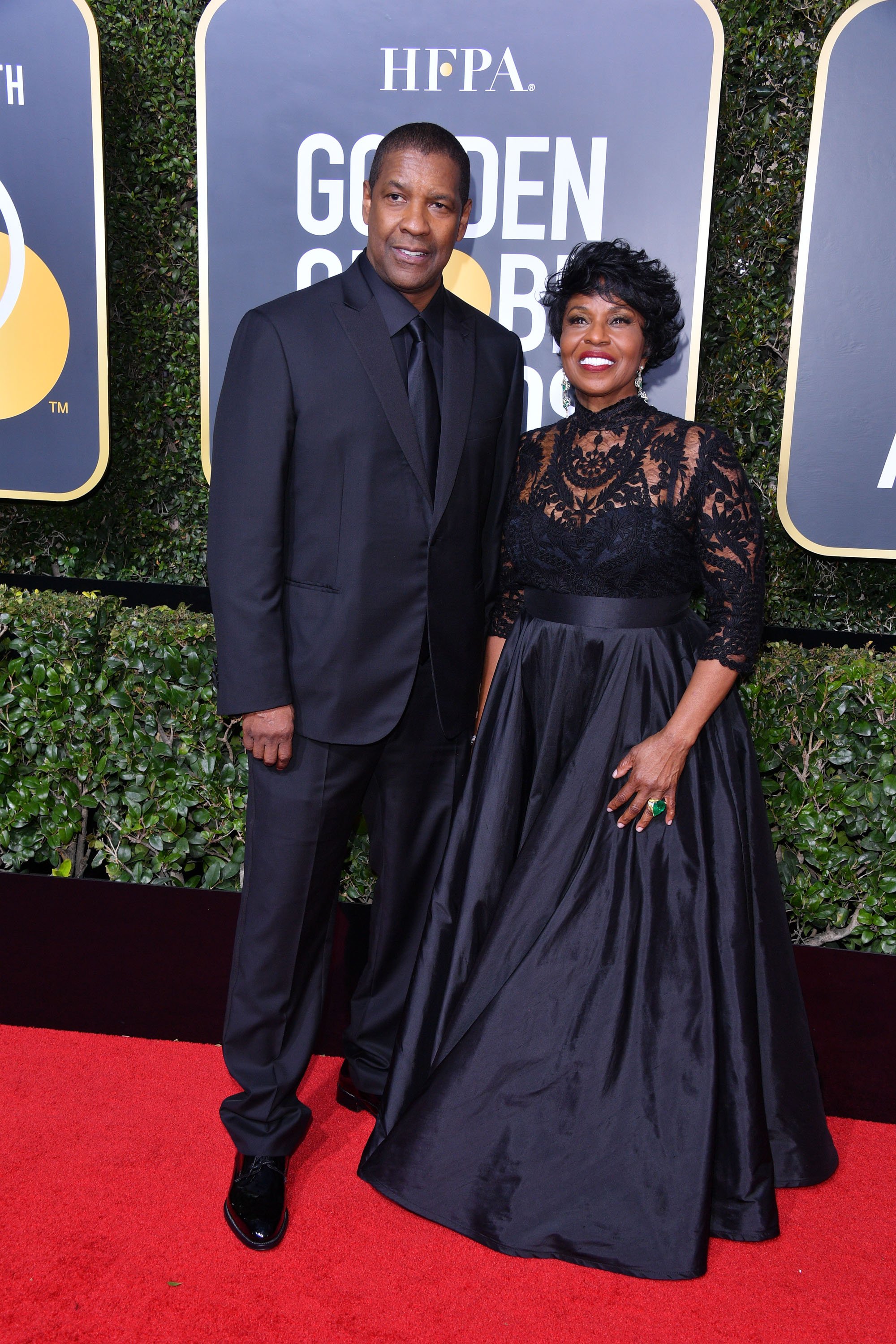 Actor Denzel Washington and Pauletta Washington at The 75th Annual Golden Globe Awards at The Beverly Hilton Hotel on January 7, 2018 in Beverly Hills, California. | Source: Getty Images