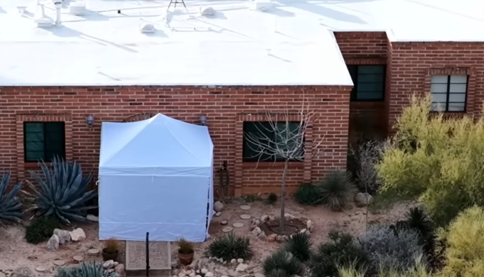 A tent placed on Nancy Guthrie's front porch, from a report dated February 12, 2026 | Source: YouTube/Fox News