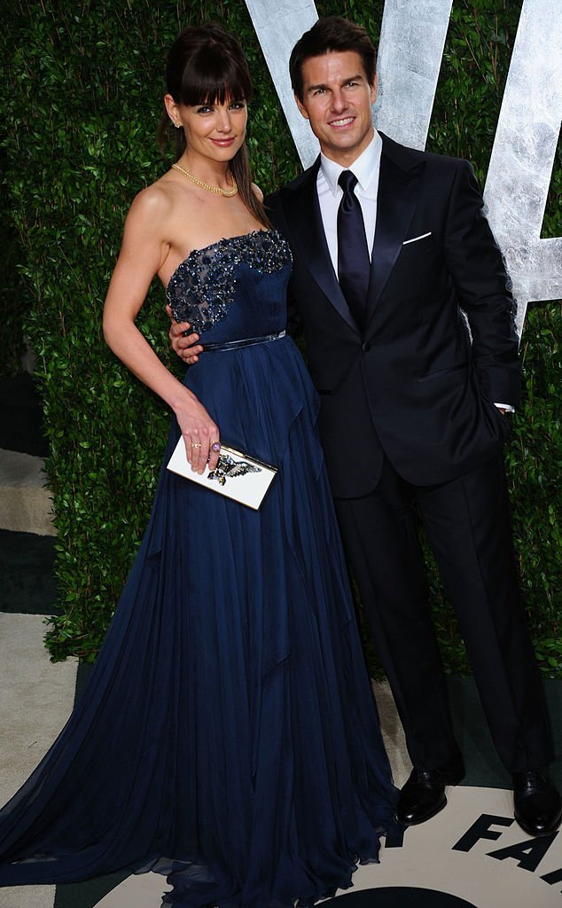 Actors Katie Holmes and Tom Cruise arrive at the 2012 Vanity Fair Oscar Party hosted by Graydon Carter at Sunset Tower | Getty Images