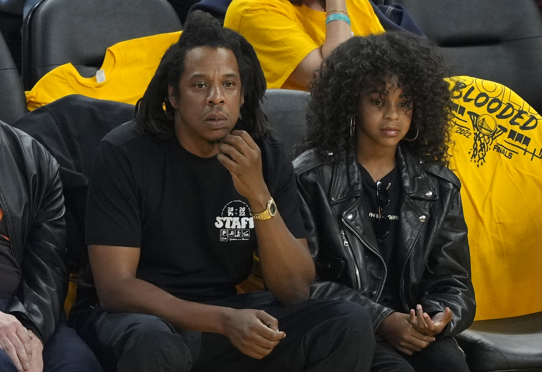 Jay-Z and his daughter Blue Ivy Carter watch the 2022 NBA Finals between the Boston Celtics and the Golden State Warriors on June 13, 2022 in San Francisco, California | Source: Getty Images
