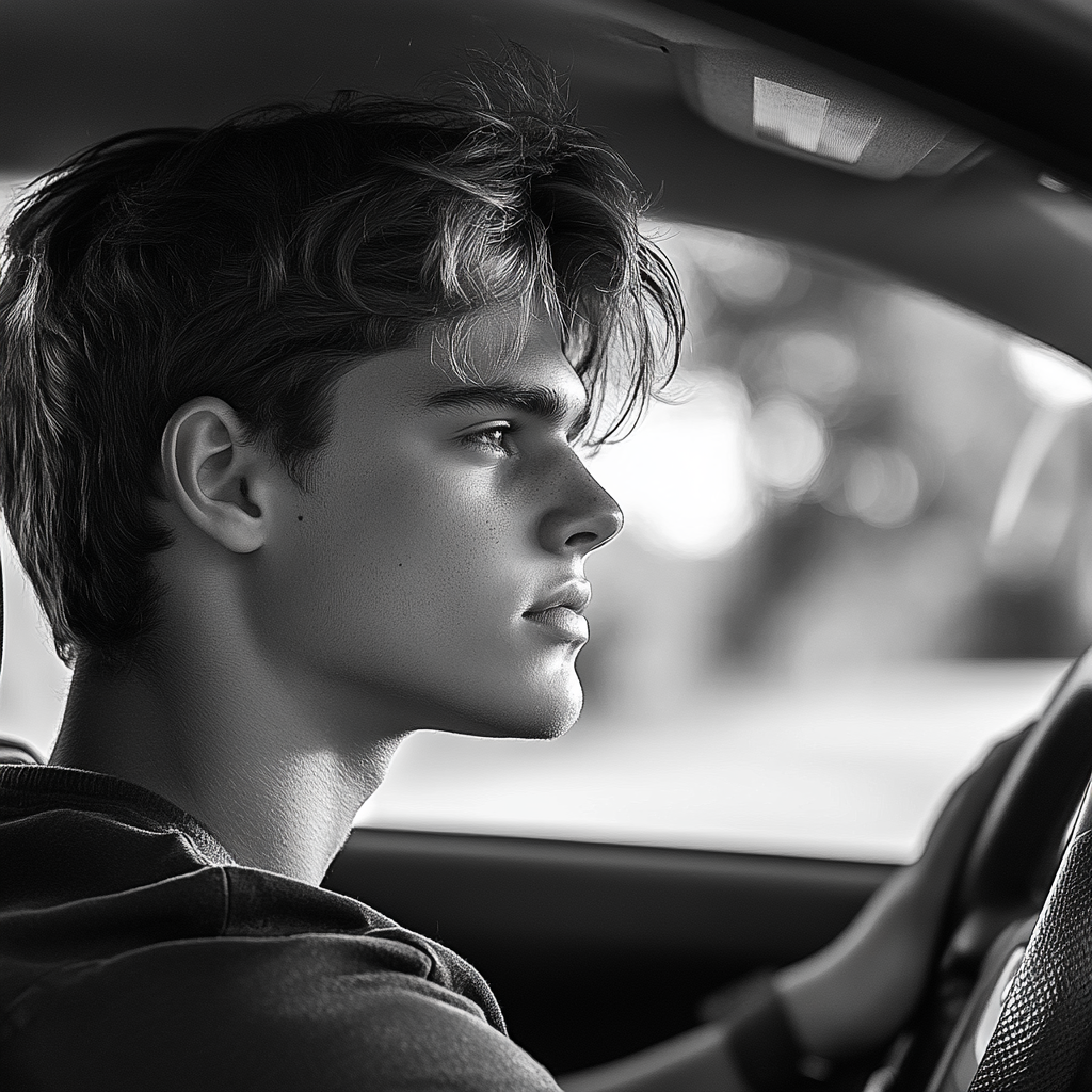 A young man driving | Source: Midjourney