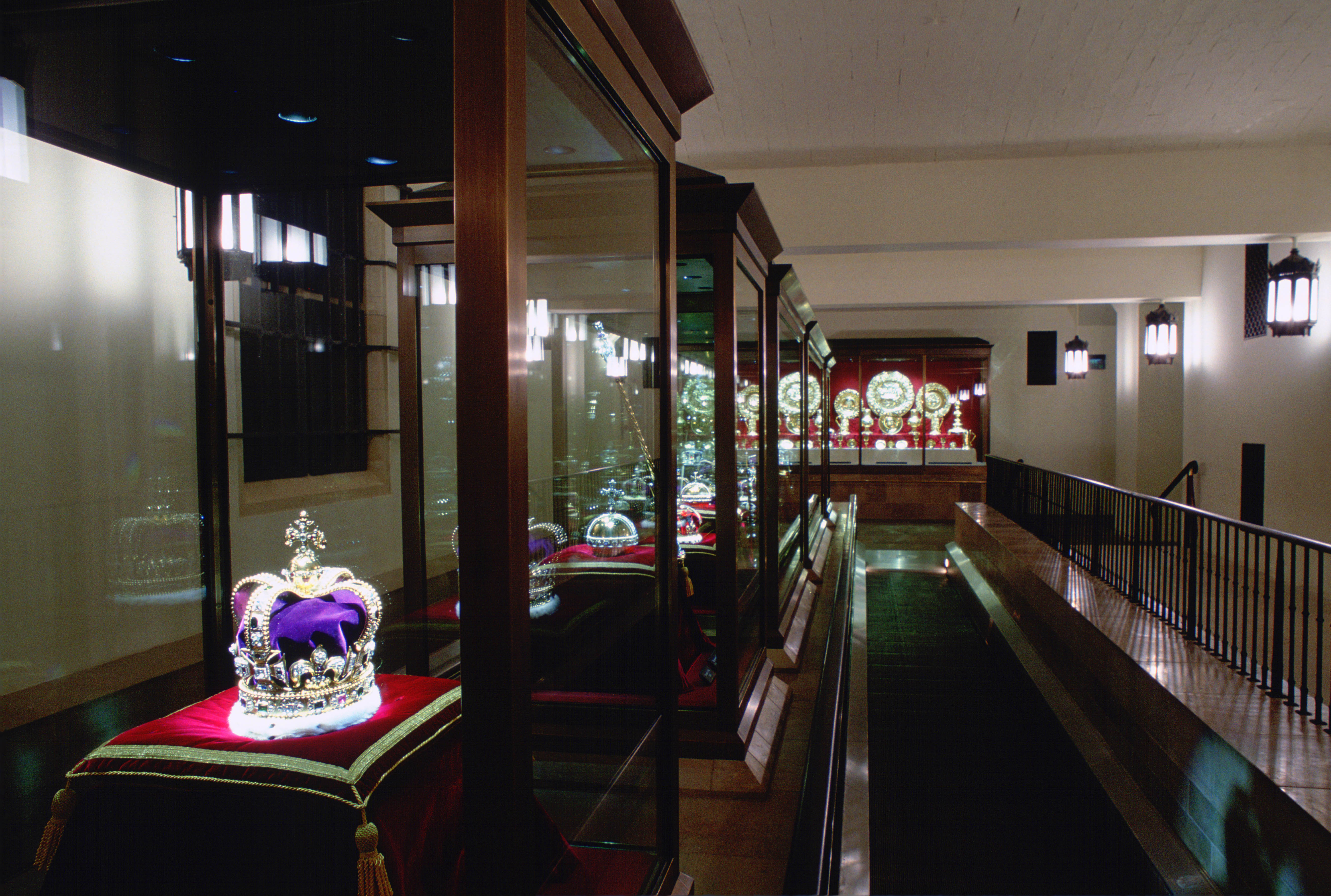 The crown jewels on display inside the Tower of London. | Source: Getty Images