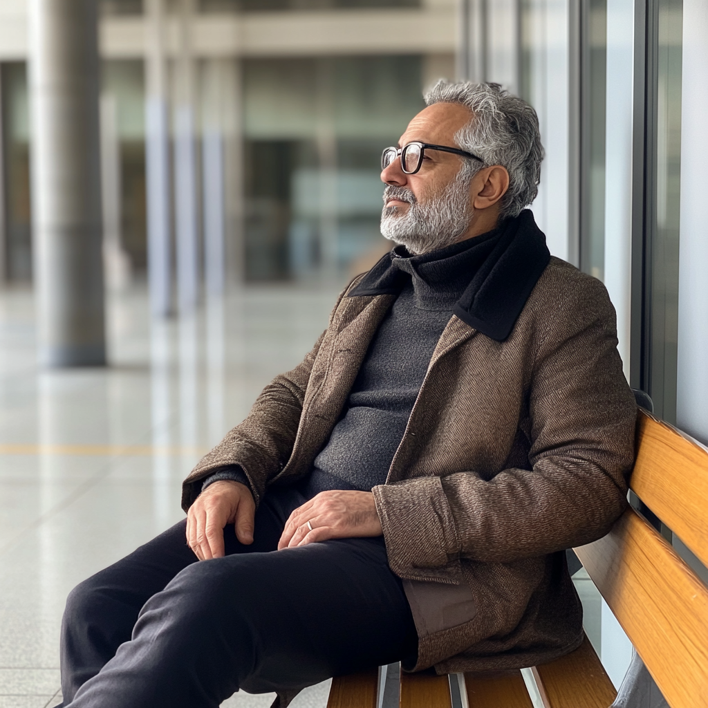 A proud man on a hospital bench | Source: Midjourney