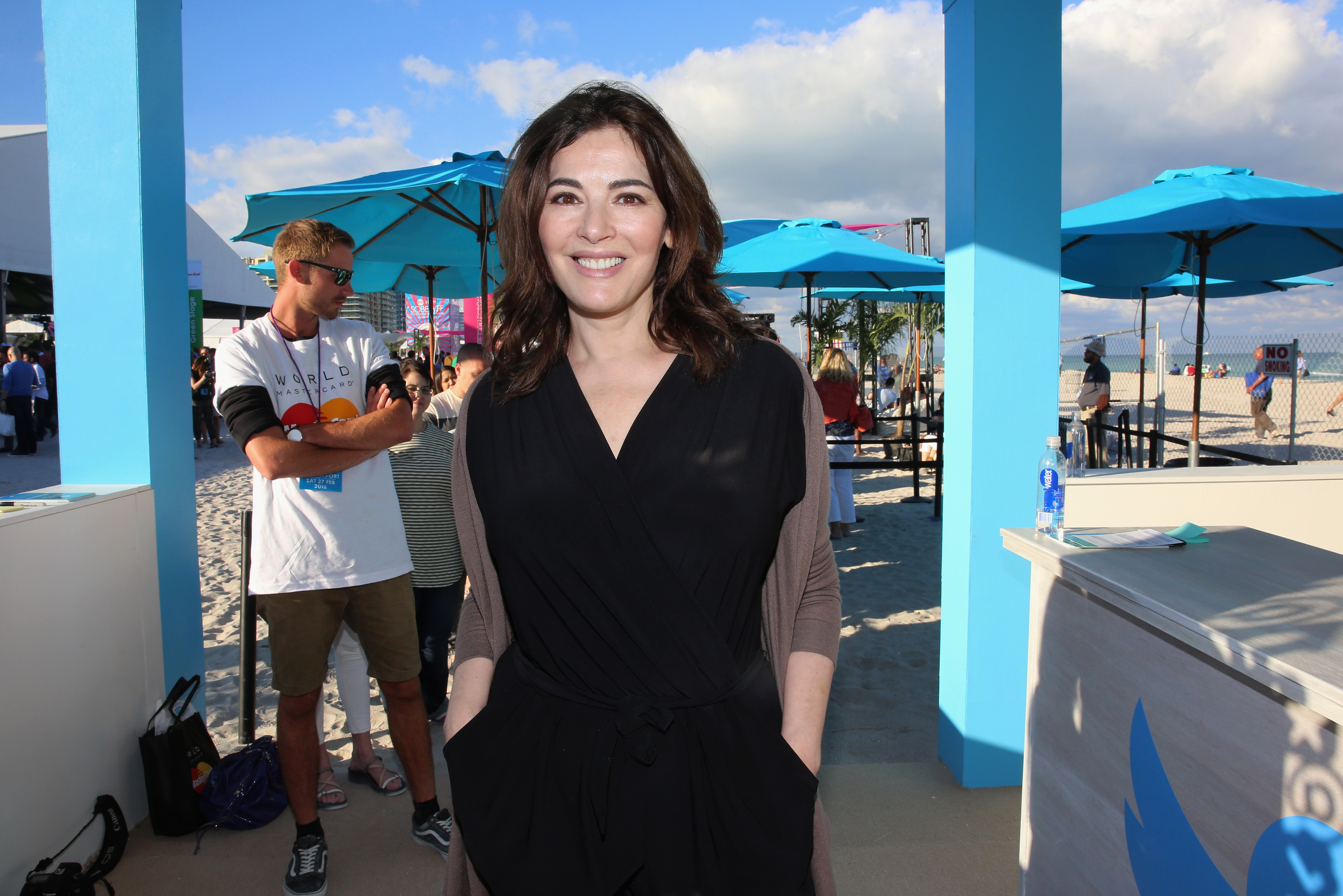 Nigella Lawson at the Goya Foods Grand Tasting Village Featuring MasterCard Grand Tasting Tents & KitchenAid® Culinary Demonstrations during the 2016 Food Network & Cooking Channel South Beach Wine & Food Festival on February 27 in Miami Beach, Florida. | Source: Getty Images
