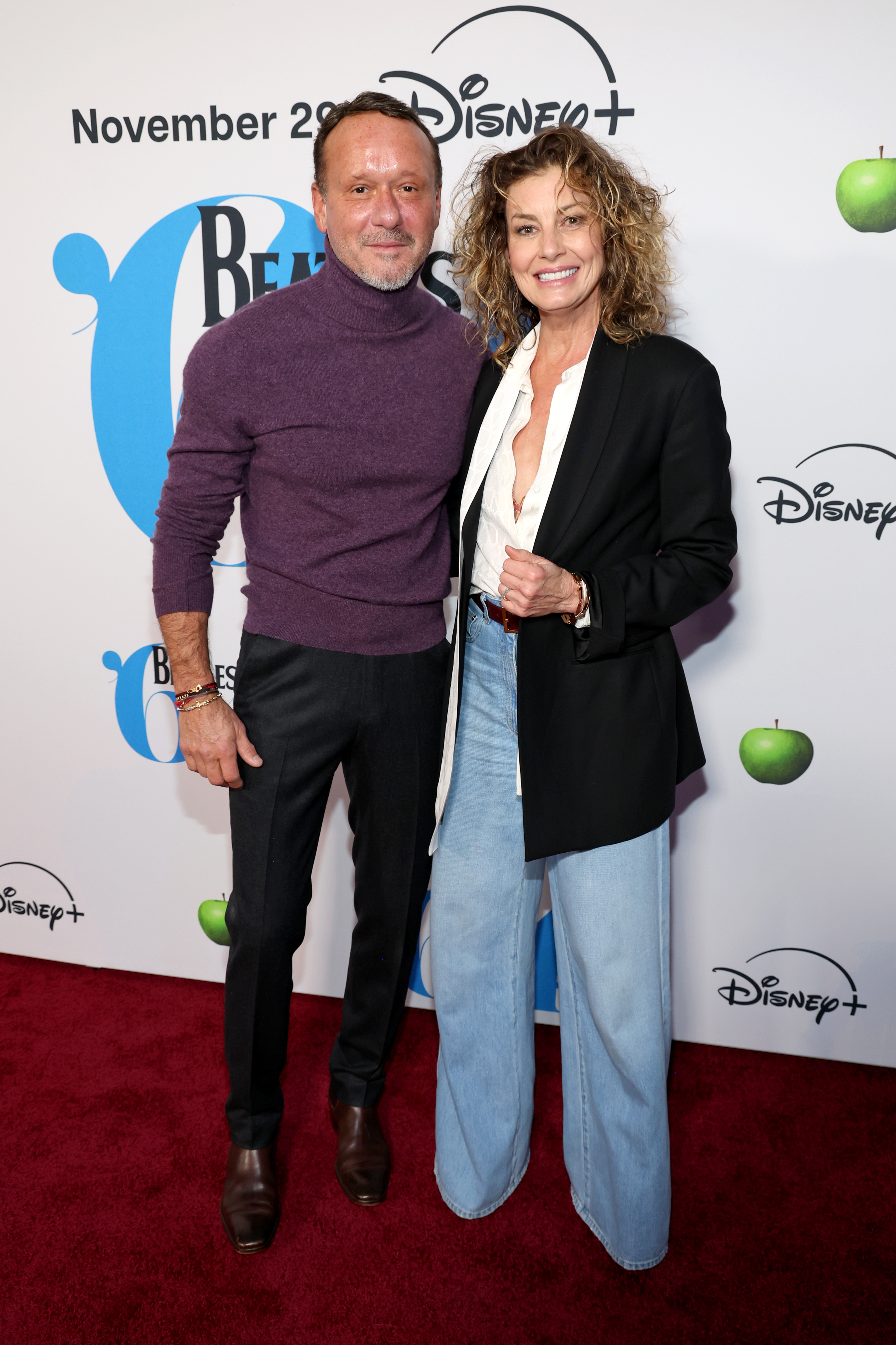 Tim McGraw and Faith Hill at the Beatles '64 Premiere at Hudson Square Theater in New York City on November 24, 2024 | Source: Getty Images