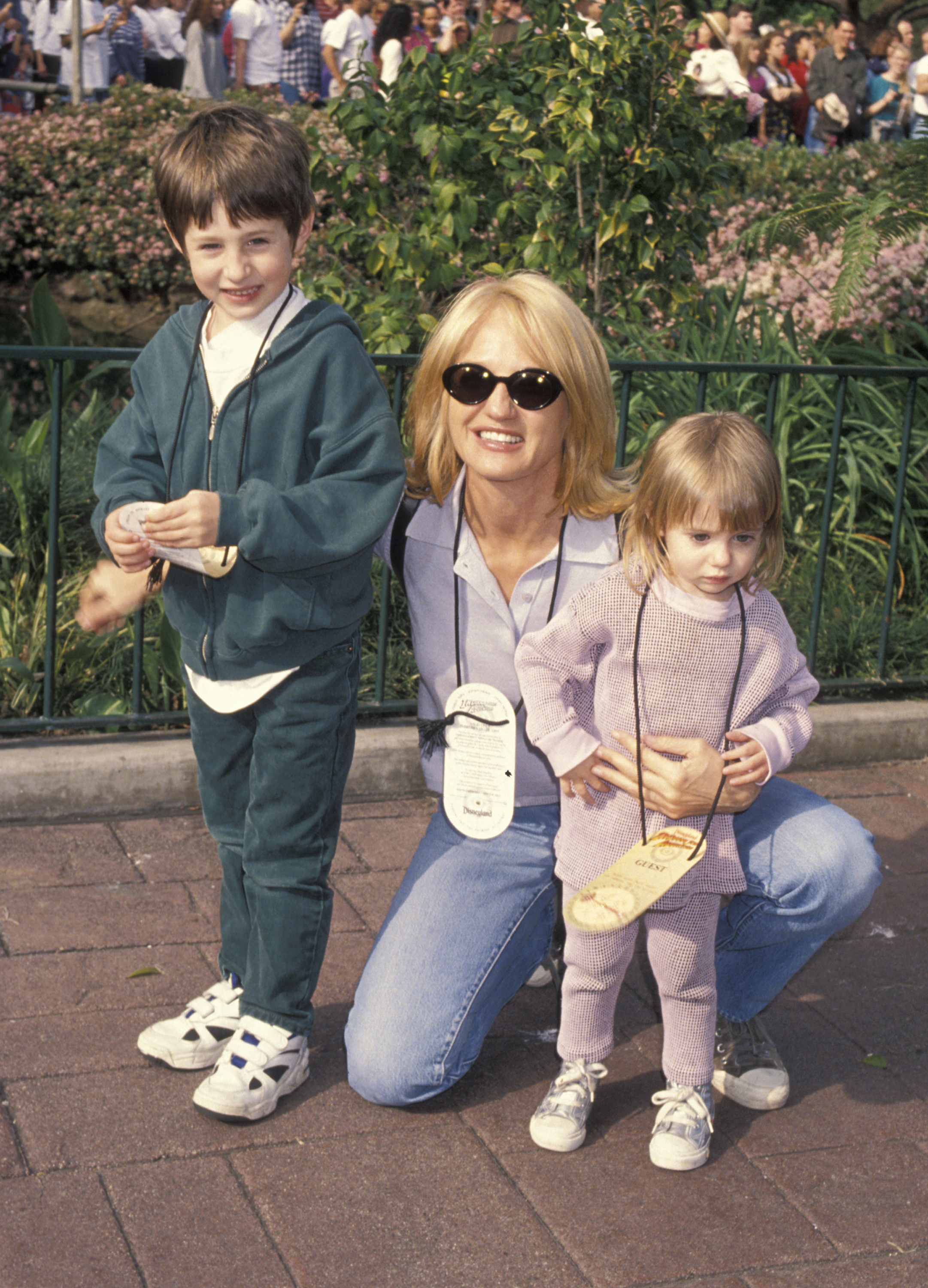 Ellen Barkin with her son Jack and daughter Romy at the "Indiana Jones Adventure" Disneyland Opening February 26, 1995 | Source: Getty Images