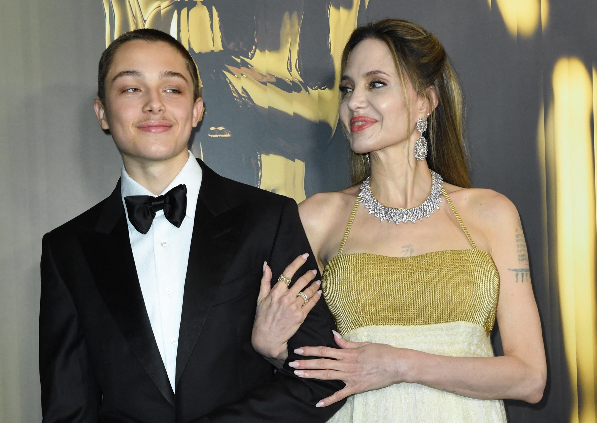 Knox Jolie-Pitt and Angelina Jolie attend the 15th Governors Awards on November 17, 2024, in Los Angeles, California. | Source: Getty Images