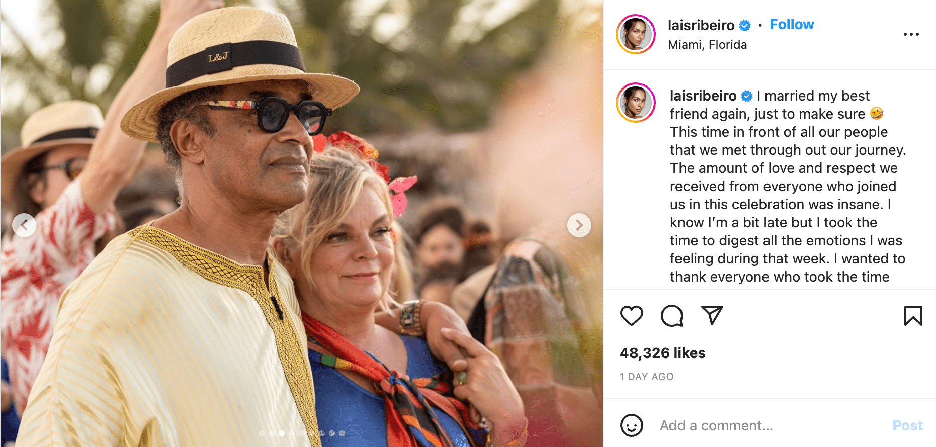 Yannick Noah et Cecilia. | Photo : Instagram / laisribeiro