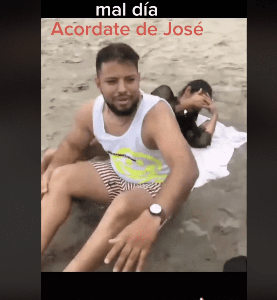 José tries to reason with his wife while his supposed secretary covers her face. | Source: tiktok.com/@_alejandro_ok