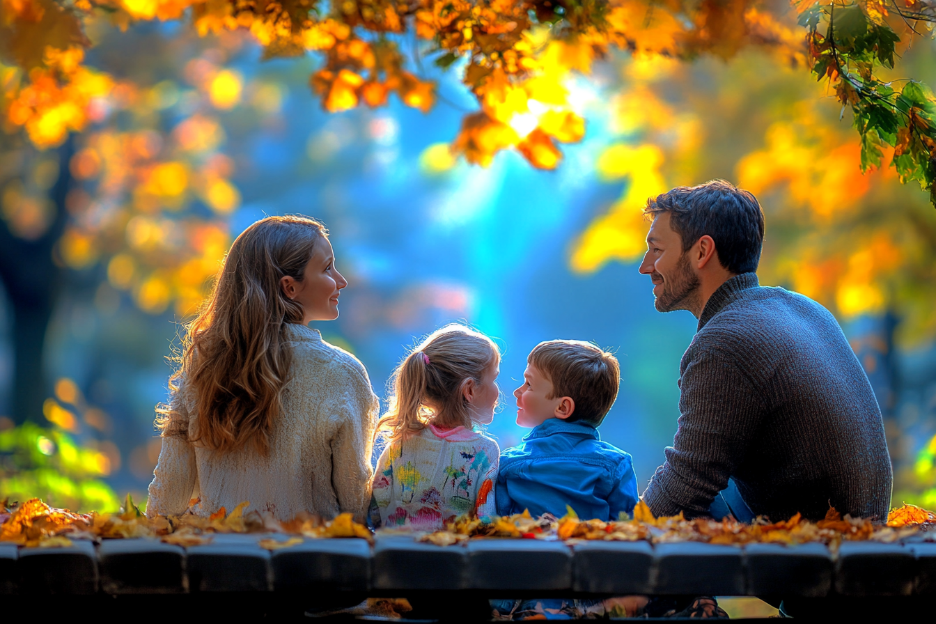 A happy family in a park | Source: Midjourney