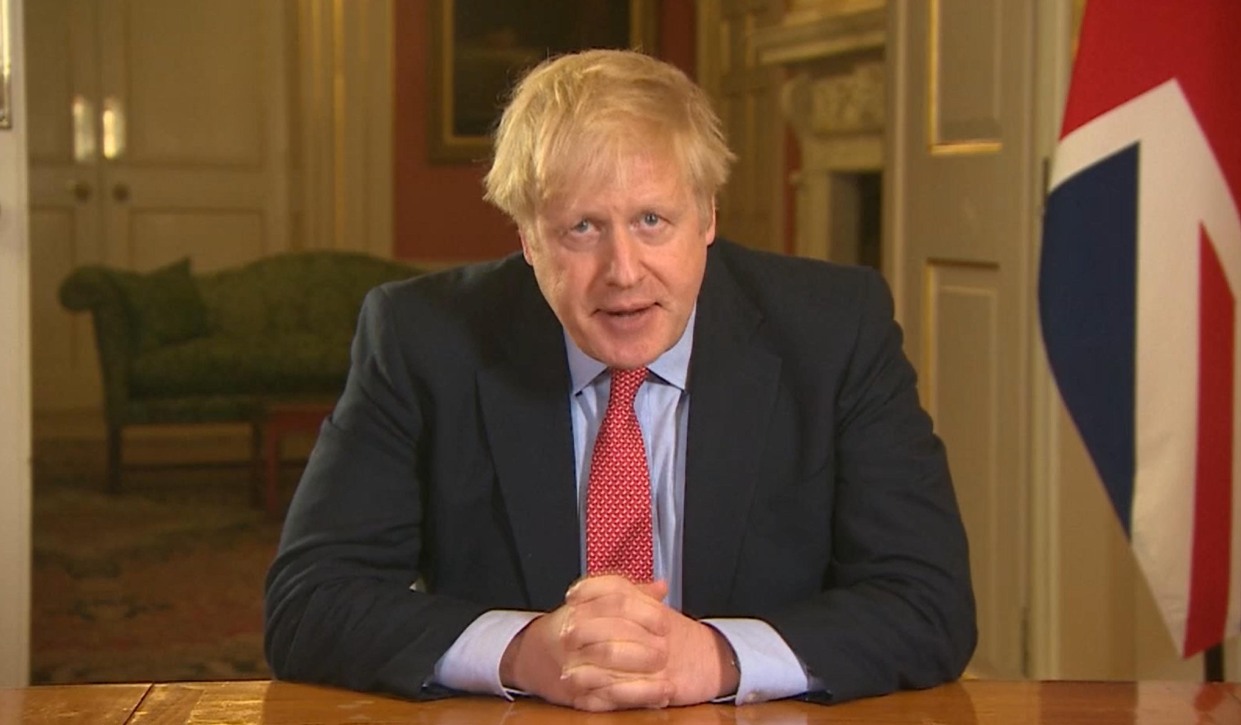 Prime Minister Boris Johnson addressing the nation from 10 Downing Street, London, on March 23, 2020. | Source: Getty Images.