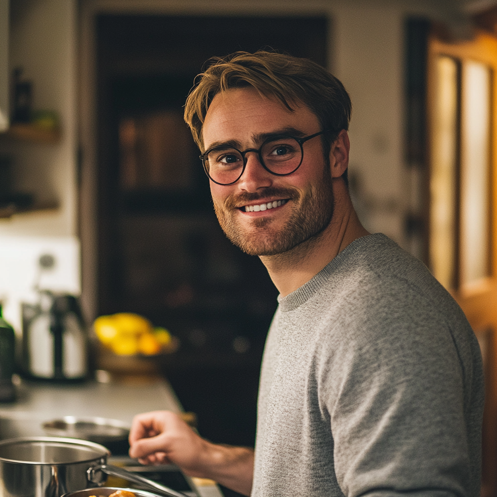 A closeup of a man preparing food in the kitchen | Source: Midjourney