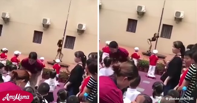 Indignation for shocking video footage of kindergarten receiving children back at school 