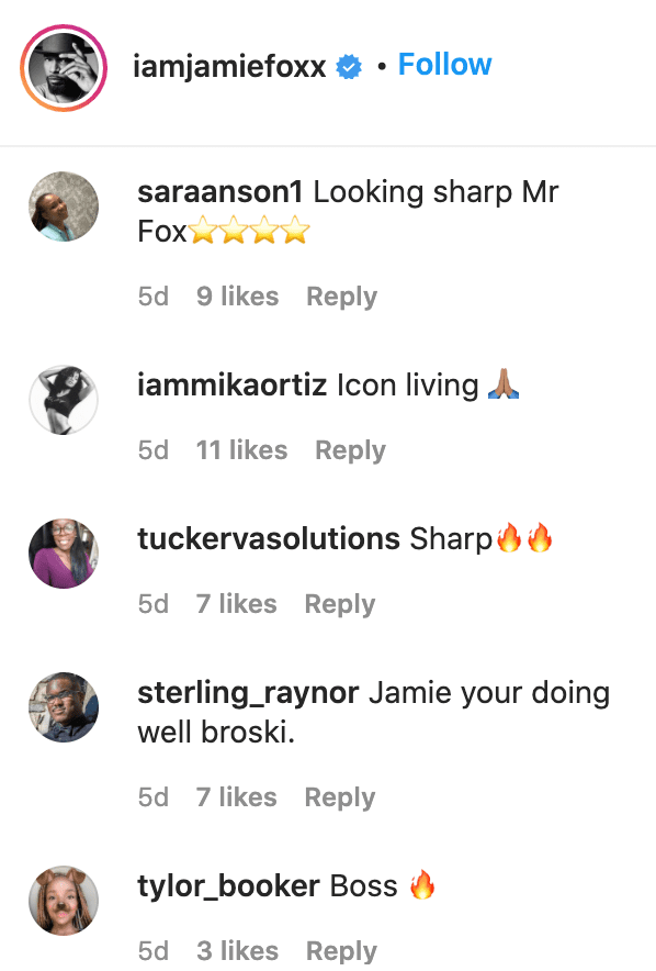 Fans' comments on Jamie Foxx's post. | Source: Instagram/iamjamiefoxx