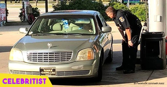 Police officer's simple act of kindness at petrol station goes viral