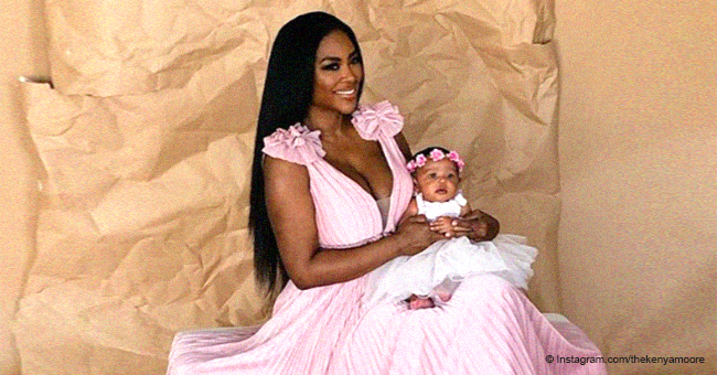Kenya Moore and Baby Brooklyn Twin in Floral Crowns for Sheen Magazine