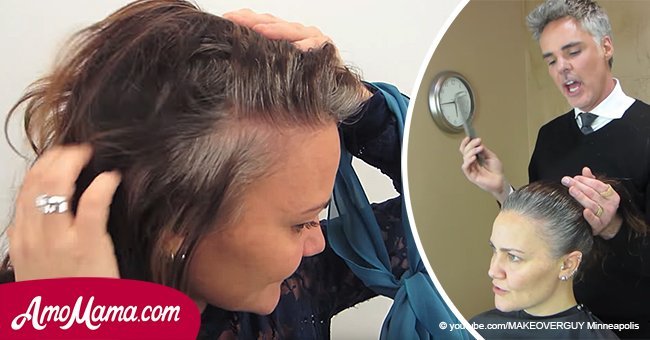 Woman is sick of constantly dyeing her gray hair. Then her barber makes an unexpected change