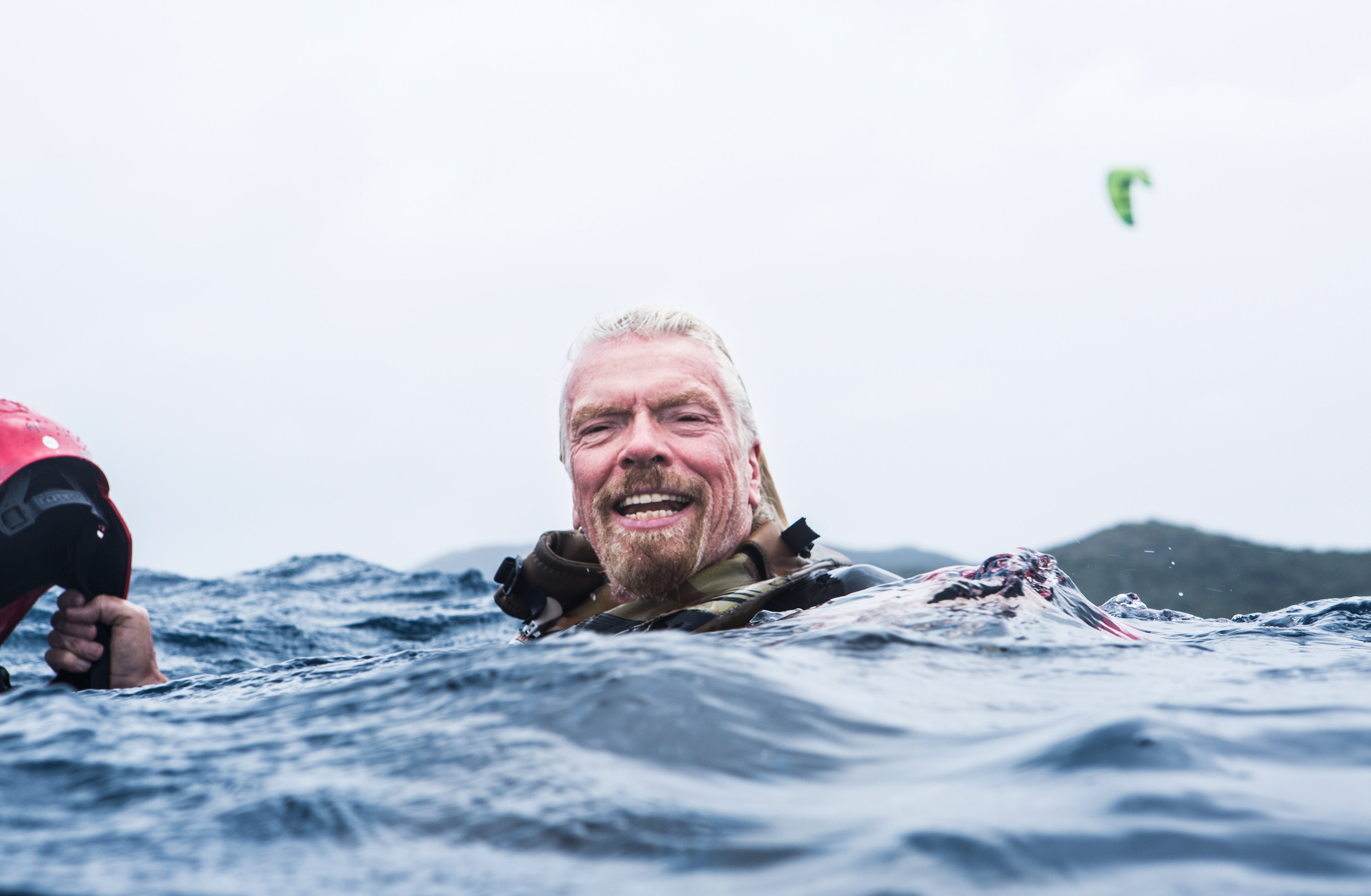 Richard Branson takes a break from kitesurfing while vacationing at Necker Island retreat on February 1, 2017 in the British Virgin Islands | Source: Getty Images