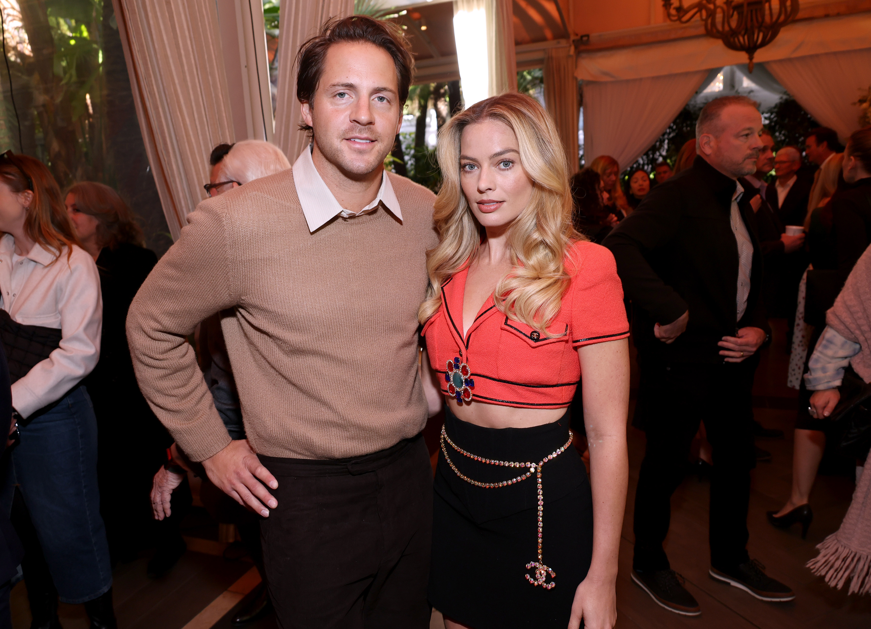 Tom Ackerley and Margot Robbie at the AFI Awards Luncheon at Four Seasons Hotel Los Angeles at Beverly Hills on January 12, 2024 in Los Angeles, California | Source: Getty Images