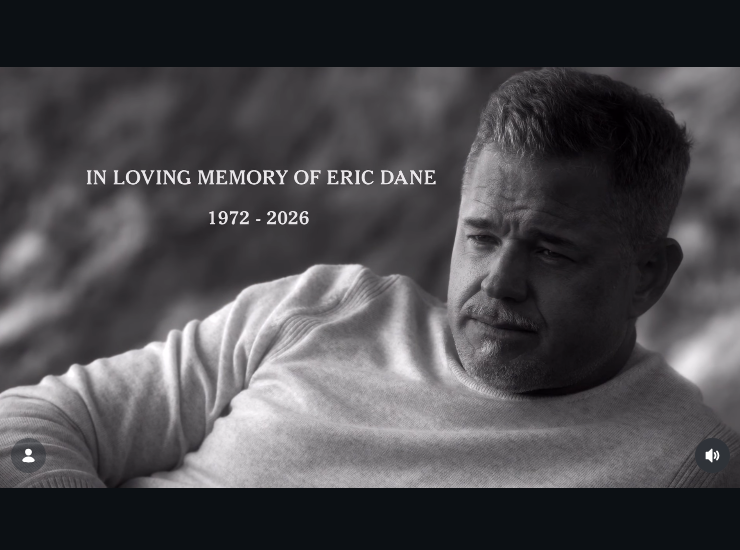 A black-and-white image of Eric Dane appears at the end of the tribute, as posted on February 26, 2026 | Source: Instagram/greysabc
