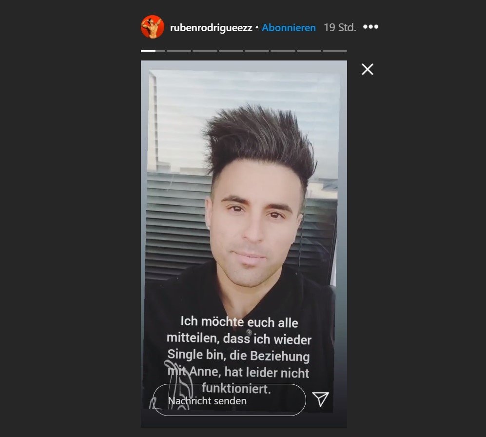 Ruben Rodriguez spricht in Instagram-Story über die Trennung | Quelle: Instagram/rubenrodrigueezz